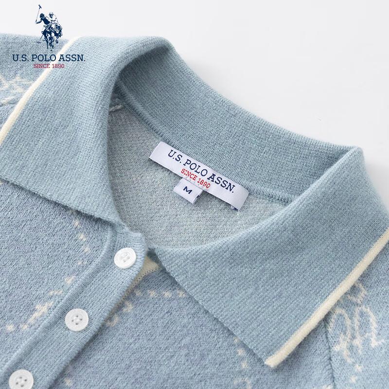 U.S. POLO ASSN. Women's Wool Blend Long Sleeve Knit Polo Sweater