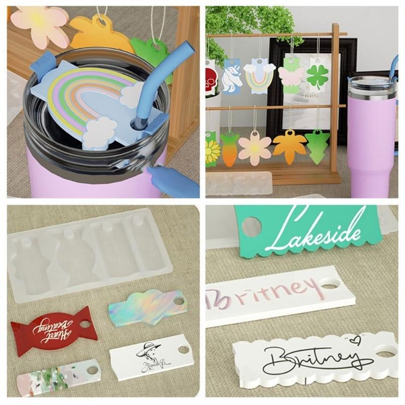 DIY Name Plate Resin Molds for Cup Lid 3 Cavities Nameplate Silicone Molds Epoxy Casting Personalized Custom Name Mould