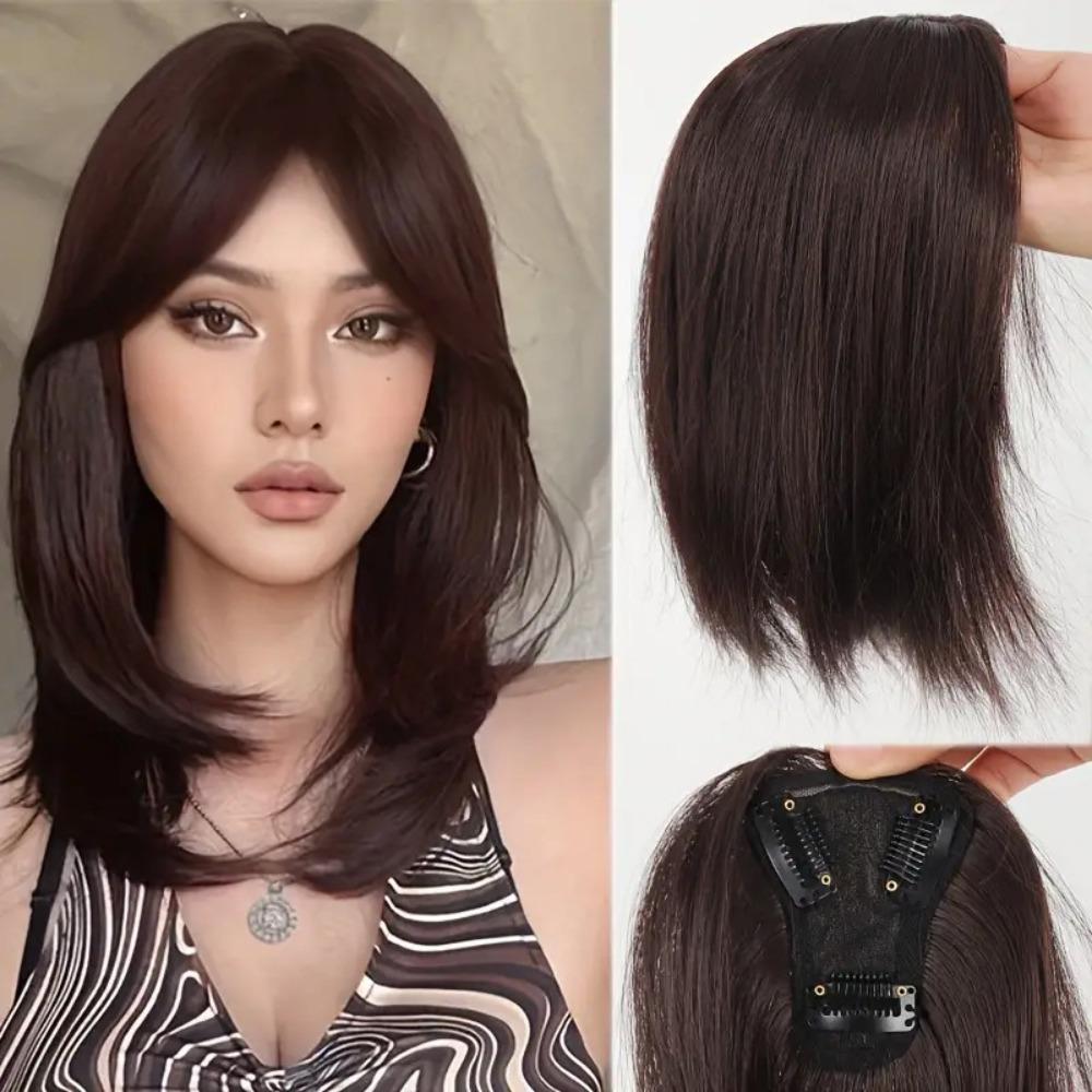 Hair Extension Synthetic Hair Bangs Middle Part Fringe Hair Pieces  for Women