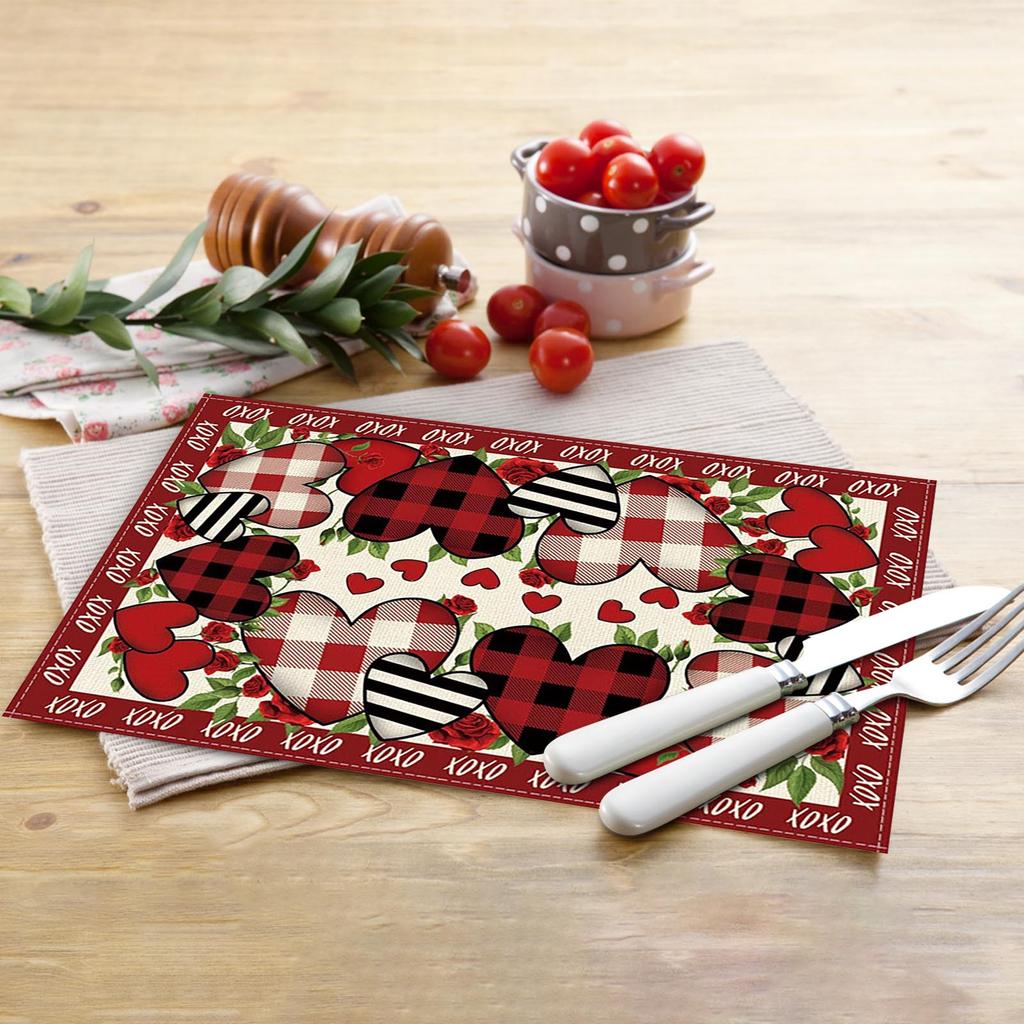 Valentinstag Tischsets, Küchentischdekorationen, Valentinstag Partydekorationen, Jubiläumsdekorationen, Küchen-Tischsets