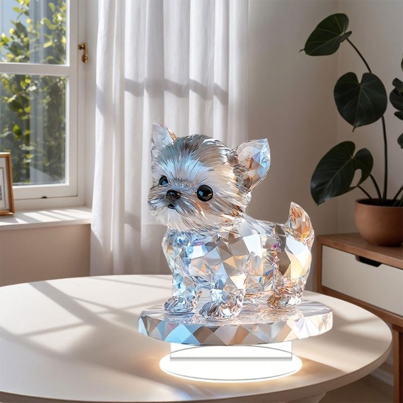 Animal Statues Decorative Ornament for Living Room,Home,Office Decors Acrylic Dog Figurines Tabletop Centerpieces