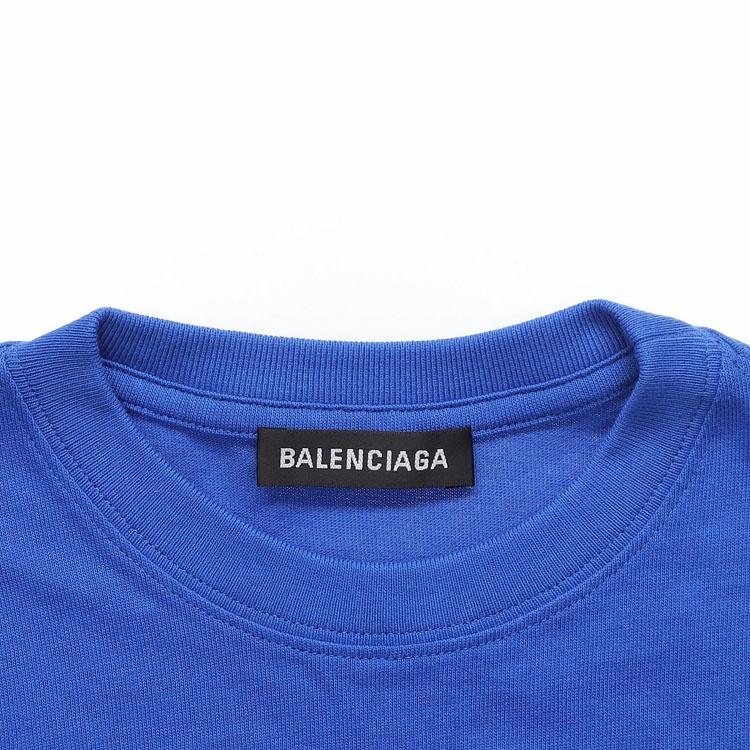 Balenciaga Back Print Logo Cotton T-Shirt 'Blue' Men's 570805THV808077
