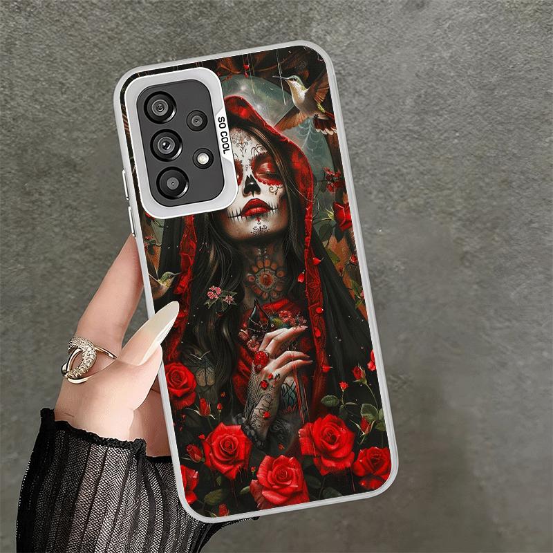 Catrina Beautiful Rose Girl Skull Soft Phone Case for Samsung A17 A16 A15 A14 A13 A57 A56 A55 A54 A53 A37 A36 A35 A34 A33 A26 A2