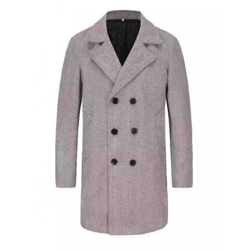 2024 Autumn/Winter Men's Plaid Woolen Coat: Mid-Length, Warm, European Size