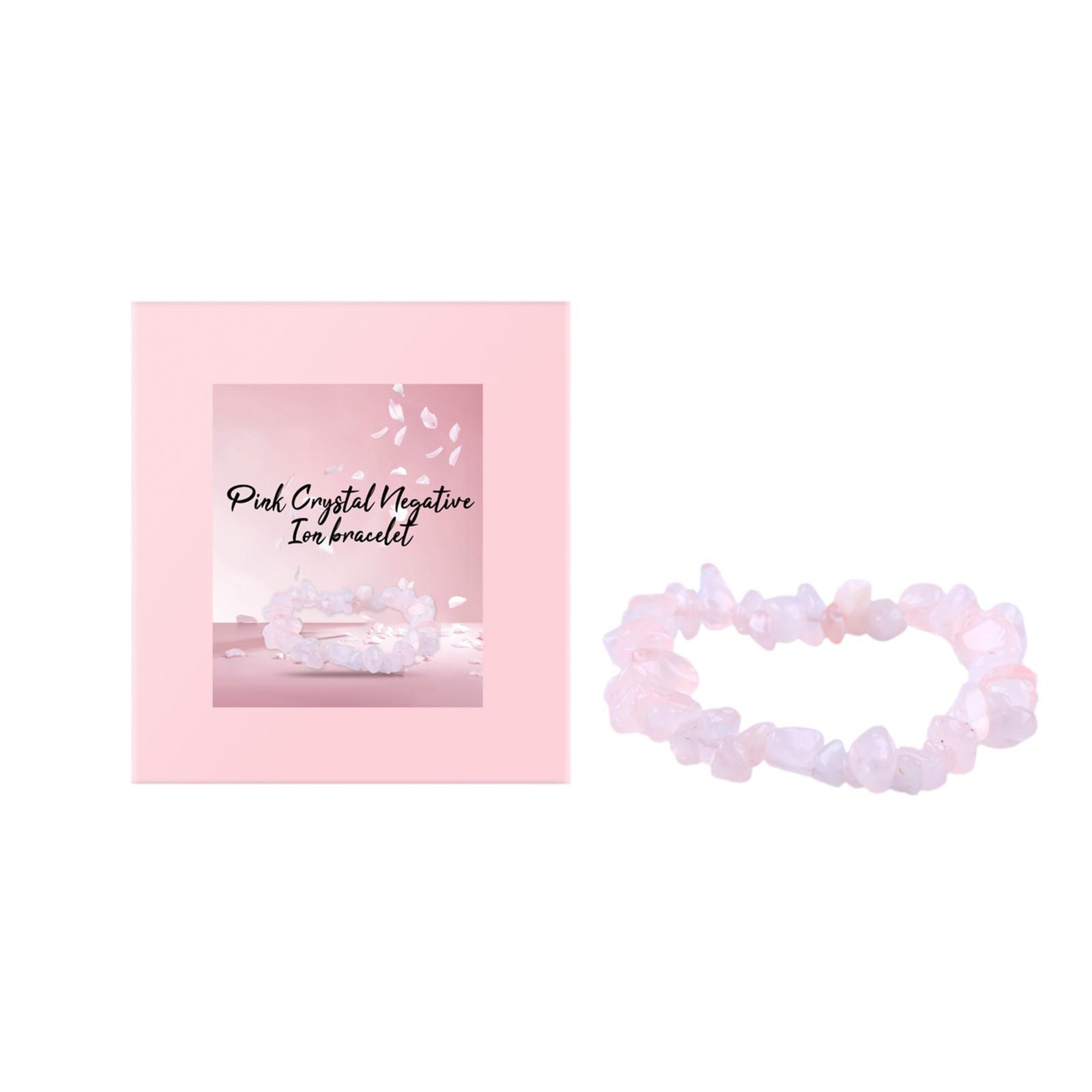 

Браслет из гравия с анионной энергией Усилитель энергии, защищает от электромагнитного излучения, балансирующий камень, браслет из бисера, браслет из чакры, кристалл One Size розовый