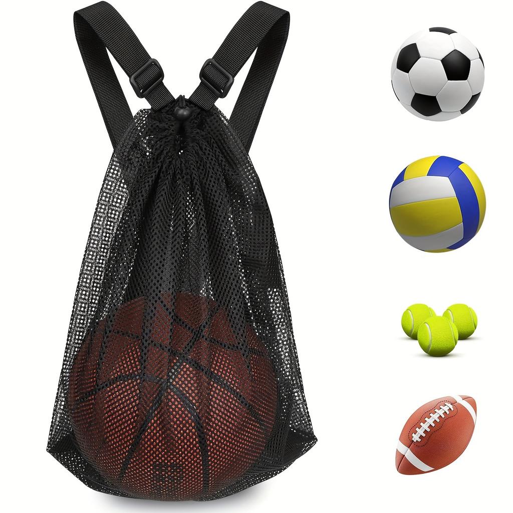 Outdoor Adventures, Versatile Sports Ball Mesh Backpack Drawstring Closure Ideal for Basketball Soccer Volleyball Baseball, Football Drawstring Bag