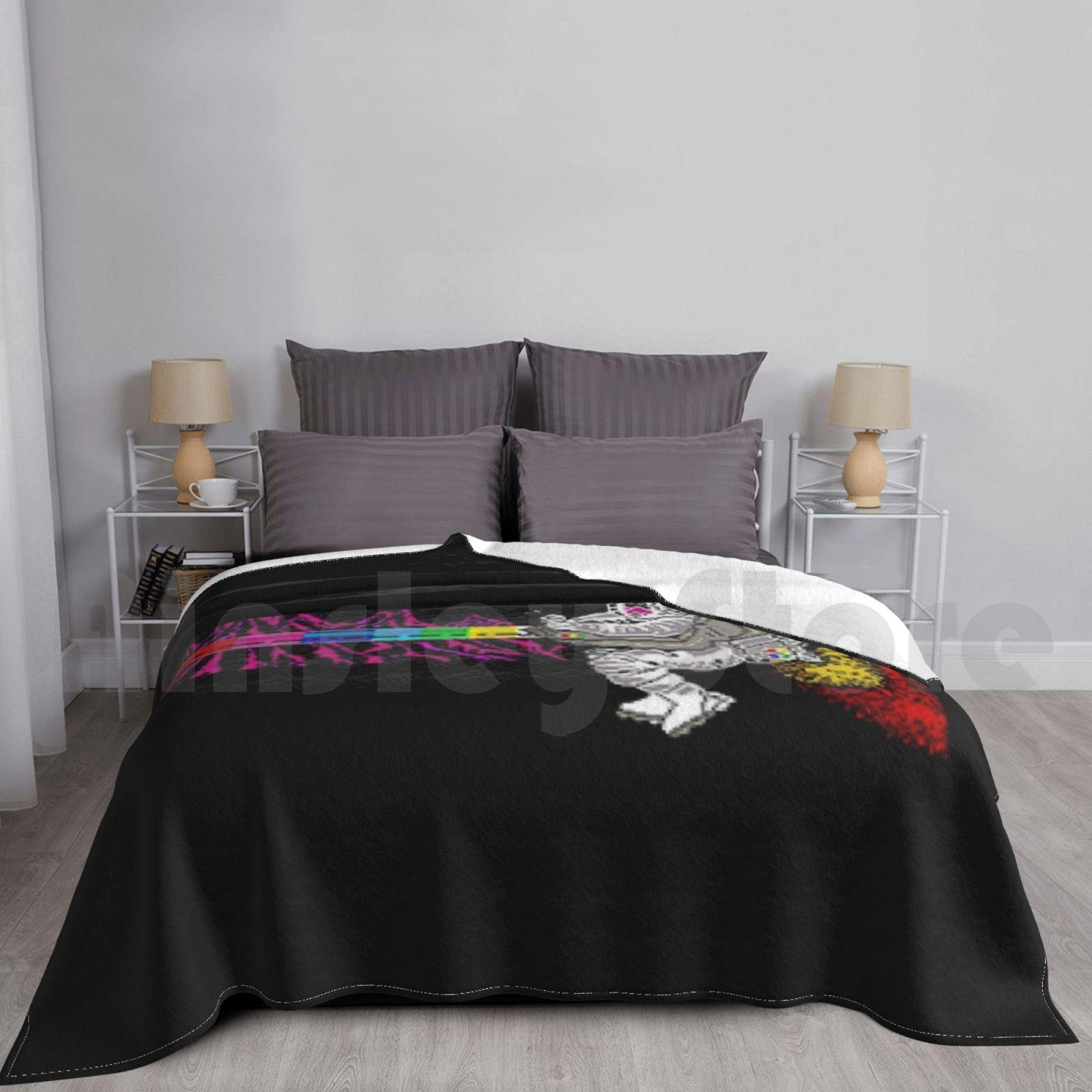 Zx Spectrum Styled Jetpac Blanket For Sofa Bed Travel Zx Zx Sectrum Jetpac 8bit Retro Size: 75*100cm, Weight: 230 GSM