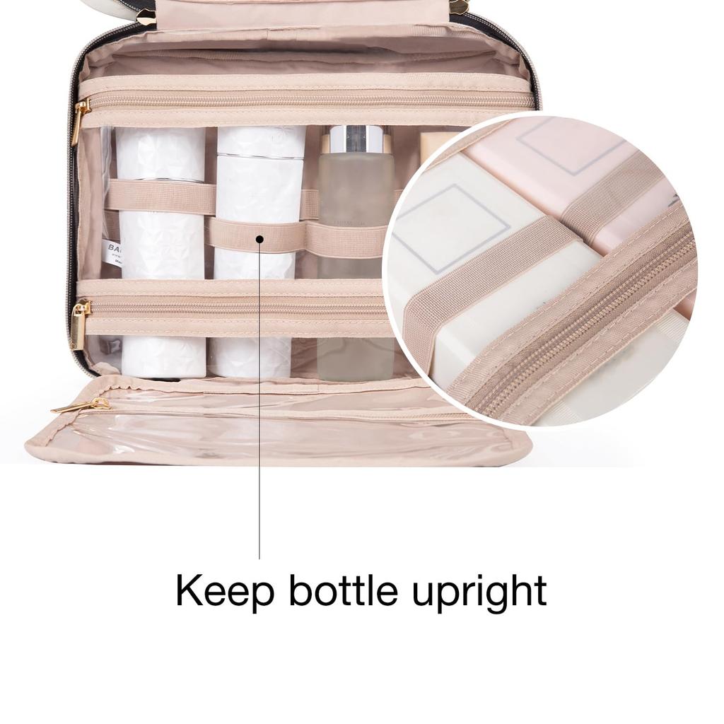 BAGSMART Borsa da Toilette Grande Borsa da Viaggio con Gancio Appendiabiti, Borsa per Cosmetici e Trucco Resistente all'Acqua Organizzatore da Viaggio per Accessori, Shampoo, Formato Standard