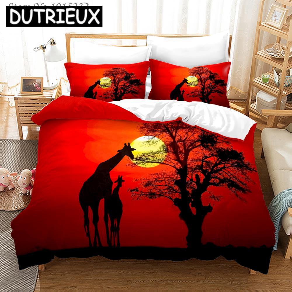 David'S Zestaw pościeli z nadrukiem 3D Jeleń Żyrafa Poszewki na kołdrę Poszewki na poduszki Kołdra Zestaw pościeli Pościel Pościel 02
