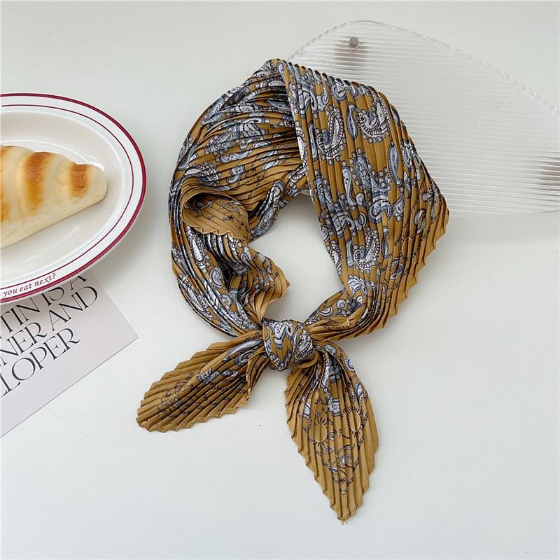 70cm Crumpled Scarf Kerchief Print Square Scarves Women DIY Hair Band Ribbon Headscarf Bandanas Headband Neck Wraps Neckerchief