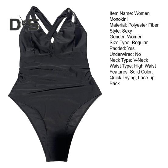 Damskie Monokini z dekoltem w serek, sznurowane plecy, modelujące brzuch, jednoczęściowy kostium kąpielowy, regulowane ramiączka, wyszczuplający design, strój plażowy