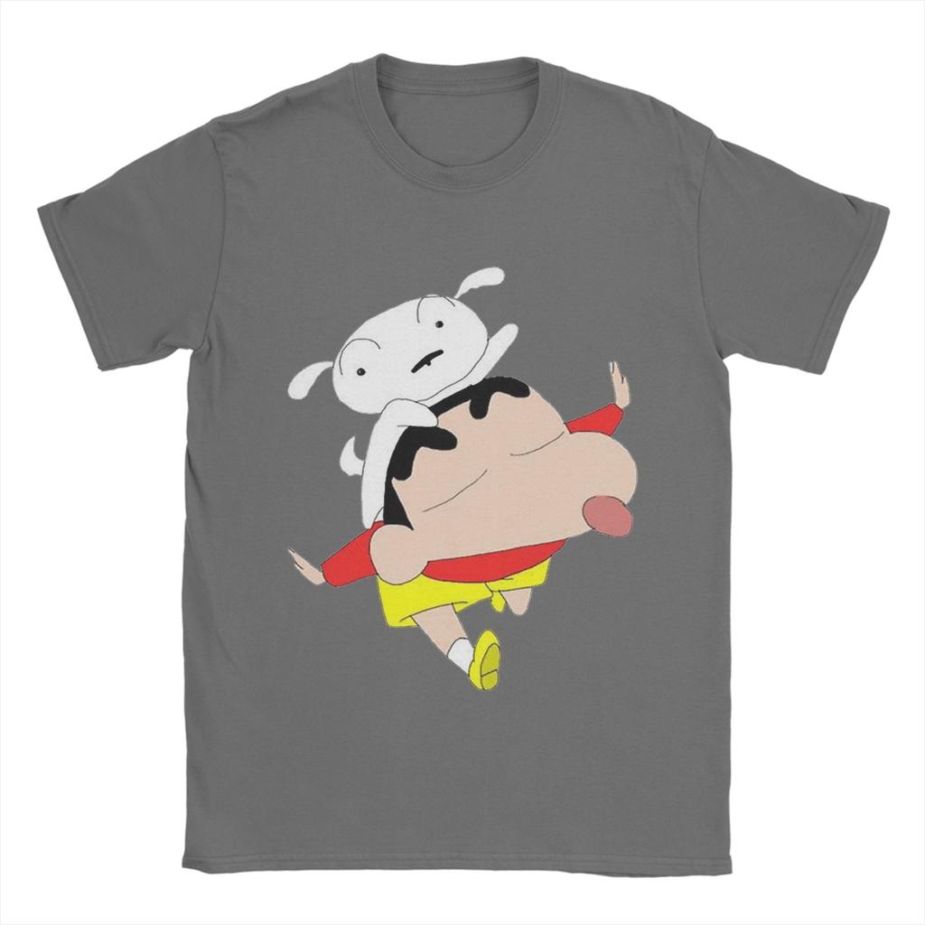 Crayon Shin-chan T-Shirt Herren 100% Baumwolle Freizeit T-Shirt Rundhals T-Shirts Kurzarm Tops Übergröße