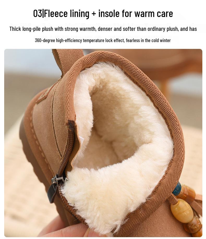 Girls' Fleece-Lined Snow Boots, 2025 Winter Collection, Warm, Stylish, Non-Slip, Short Cotton Boots for Little Girls.