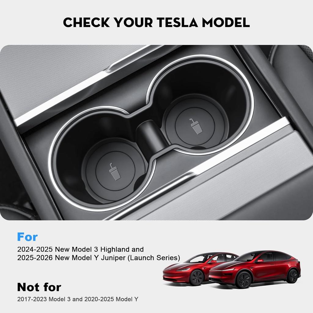 For Tesla Model Y Juniper Model 3 2025 Soft TPE Center Console Cup Holder Coaster Mat Pad Model Y Juniper Organizer Accessories