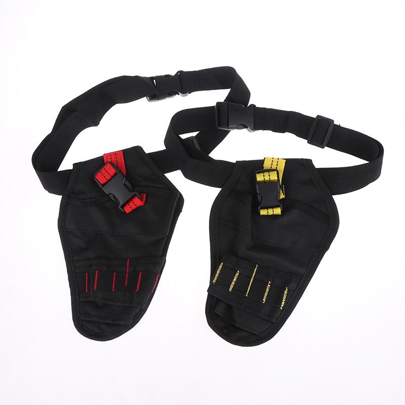 Oxford Fabric Tool Pouch with Buckle Closure, Multi-Pocket Electrician Utility Bag for Hand Tools & Power Drill