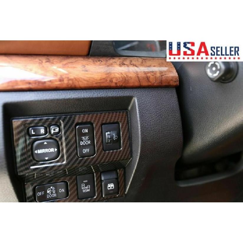 ABS Carbon Car Headlight Switch Button Cover Trim For Toyot-a Tundra 2014-