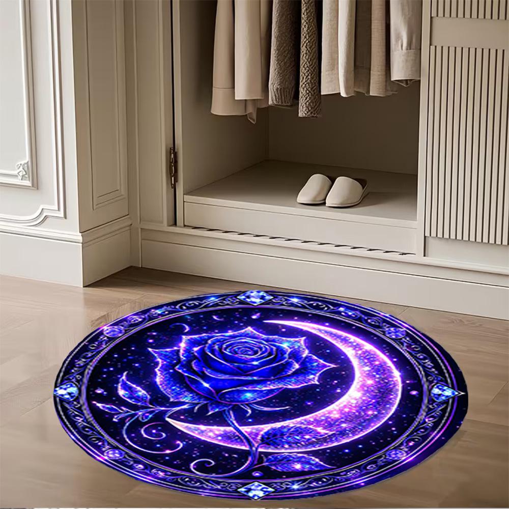 1pc Home Carpet with Stained Glass Design Non Slip Office Decor Gift Living Room Bedroom