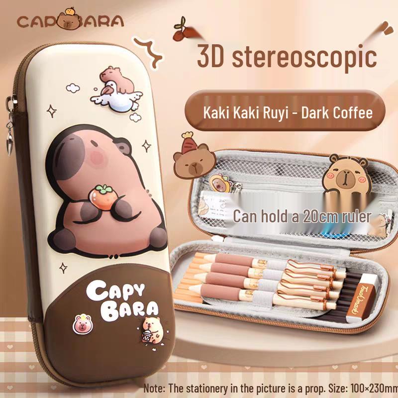 Capybara 3D Cartoon Pencil Case: Waterproof, Three-Layer Design for Primary School Students
