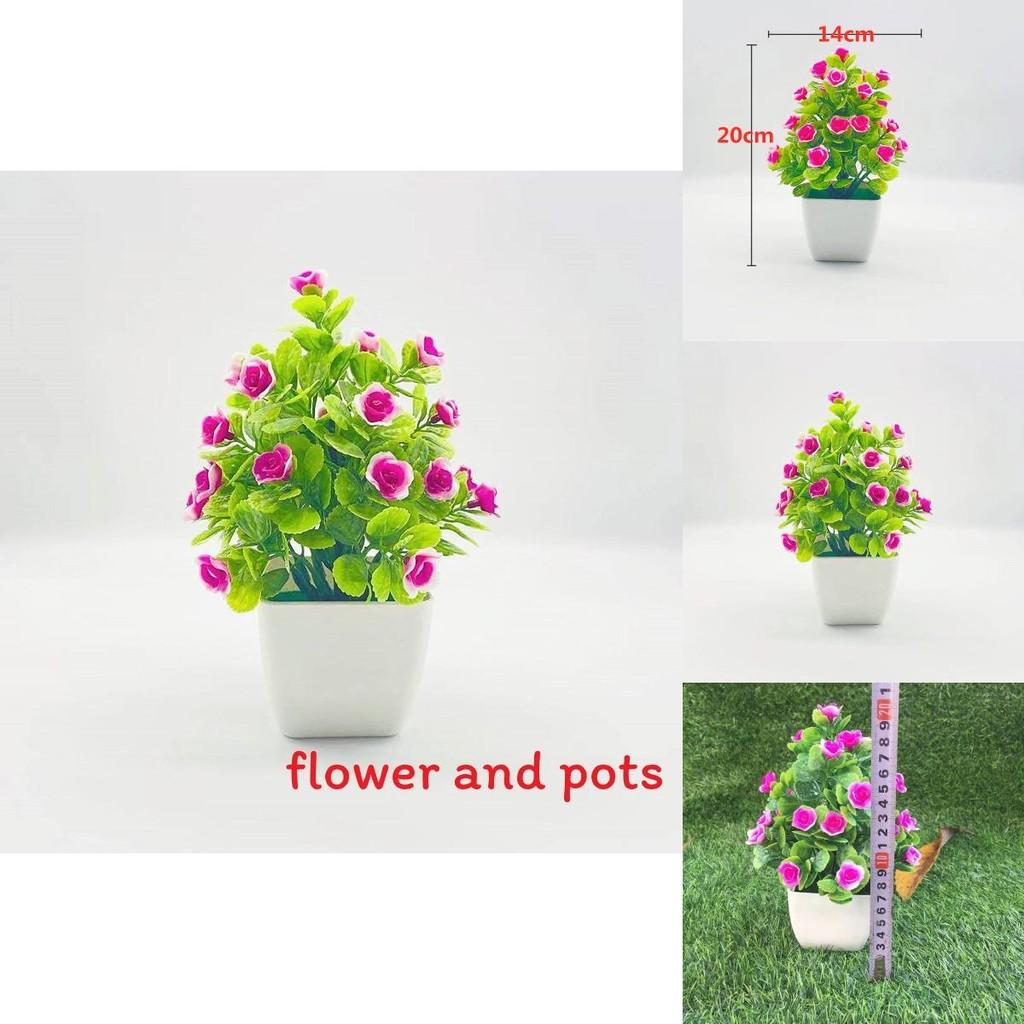 Fake Rose Flower Pot With Plastic Material For Bedroom And Reception Area Decor