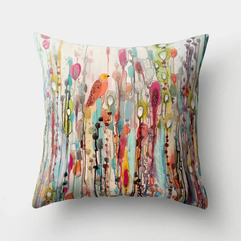 Mode Kissenbezug Cartoon Funda Cojin Sonnenaufgang Überwurfkissen für Schlafzimmer Regenbogen Kissenbezug Housse De Coussin Hogar