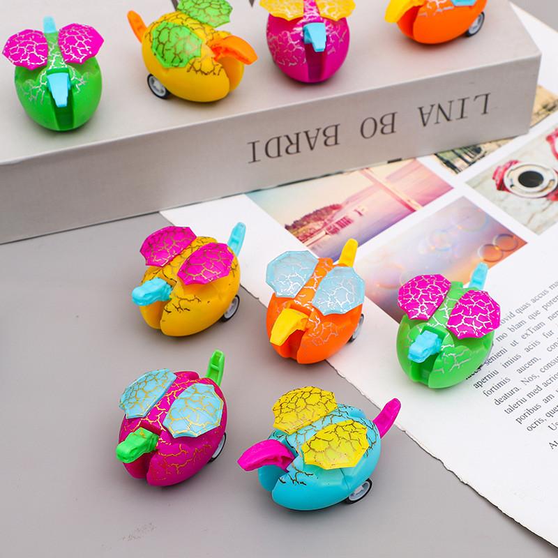 Colorful Mini Inertial Egg Shaped Dinosaur Model Children Toy Car Play For