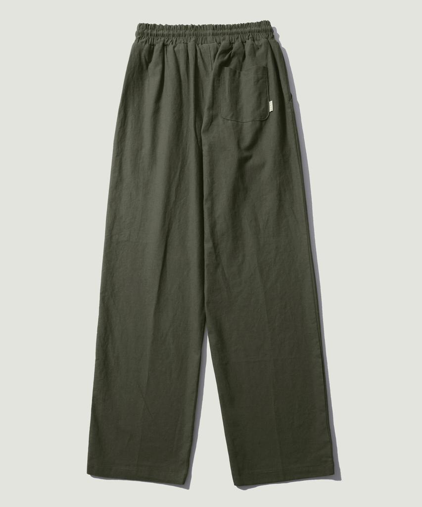 EASE Linen Elastic Waist Pants [Regular Fit]_Khaki_Unisex