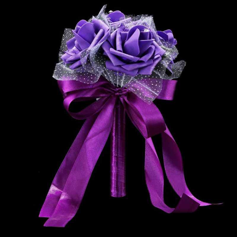 Buchet de mână Mireasă ținând flori artificiale trandafir mătase Buchet decor domnișoară de onoare