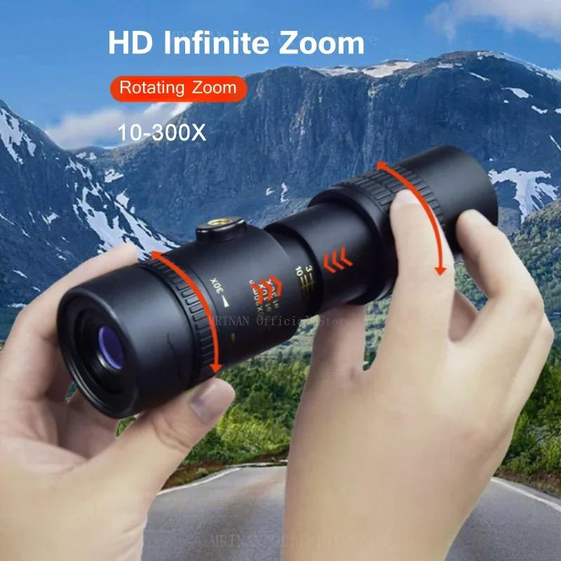 Monocular Telescope 10-300x40 High-power HD Zoom Mini Telescope With phone clip Super Telephoto Zoom Telescope Hunting Camping