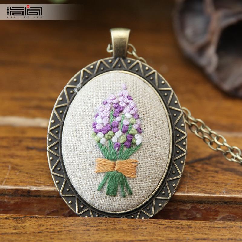 Hand Embroidered DIY Necklace Material Pack Fabric Flower Lu Embroidery Vintage Sweater Chain Fabric Embroidery