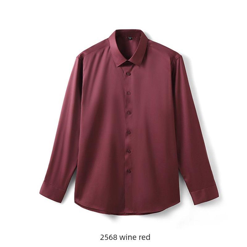 Business Casual Antibacterial Mulberry Silk Shirts Men's Long Sleeve Spring and Autumn Thin 2025 New Slim Fit Foreign Trade Men's Shirt