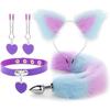 Anal Sex Toys Fox Tail Butt Plug Sexy Plush Cat Ear Headband With Bells Necklace Set Massage Sex Toys For Women Couples Cosplay