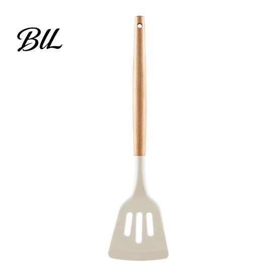 Soft Silicone Spatula Cooking Utensil Set with Wooden Handle Heat-Resistant & Ladle Utensils for Non-Stick Cookware Dishwasher Safe Essential Kitchen