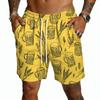 Men's Casual Drawstring Shorts Lightweight Quick Dry Five Inch Inseam Printed Lounge Shorts with Elastic Waistband for Everyday Wear