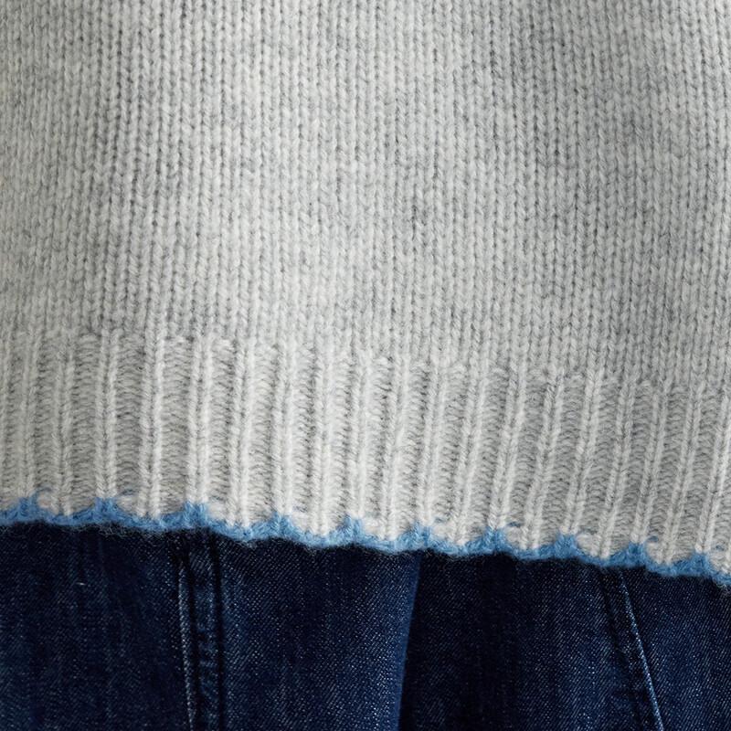 Srcr Women's 100% Wool Relaxed Fit Colorblock Sweater