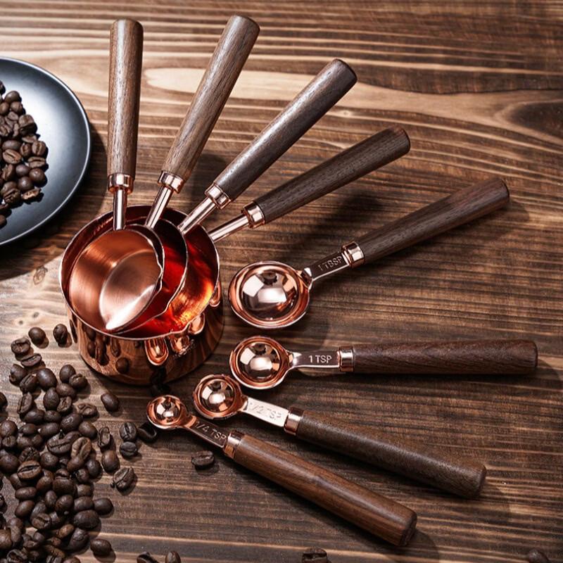 MDNG Stainless Steel Measuring Spoon Set with Walnut Handle