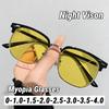Unisex Half-Frame Night Vision Myopia Glasses Anti-Glare Driving Glasses for Drivers Fashion Eyebrow Frames Trendy Eyewear