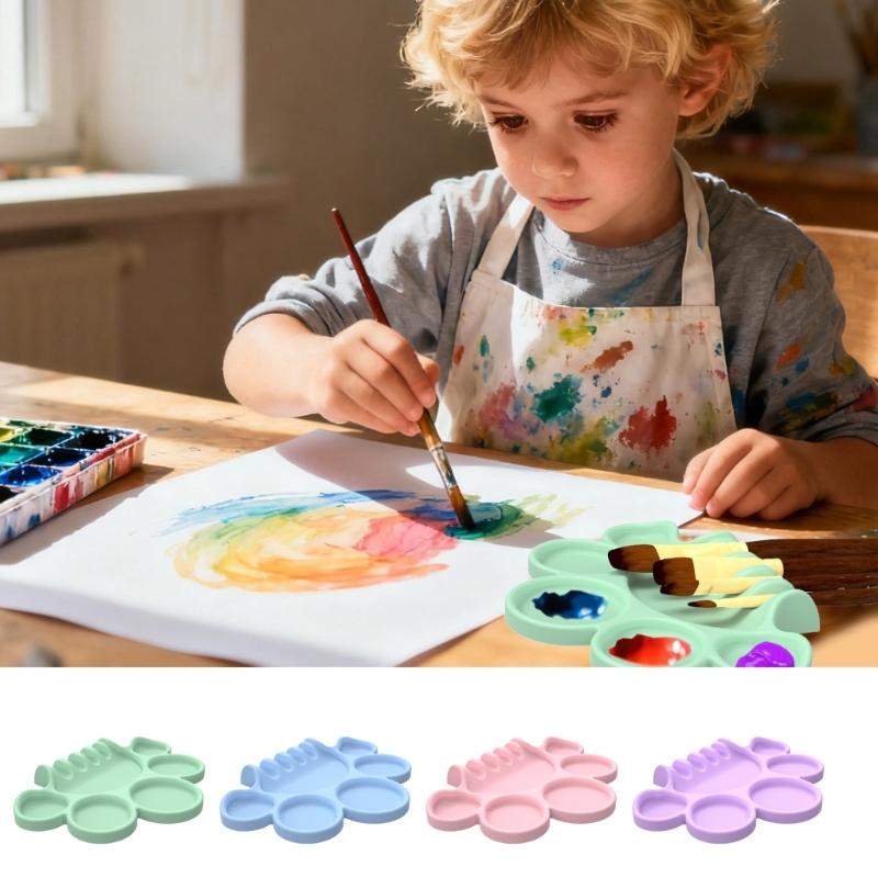Easy Clean Children's Painting Palette Painting Dish Reusable Silicone Color Mixing Tray Art Tool For Home School Use