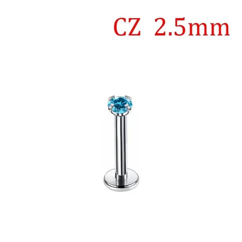 1 Stück G23 Titan Piercing CZ Stein Innen Gewinde Labret Monroe Lippenring Tragus Nagel Helix Ohrstecker 16G 18G Körperschmuck