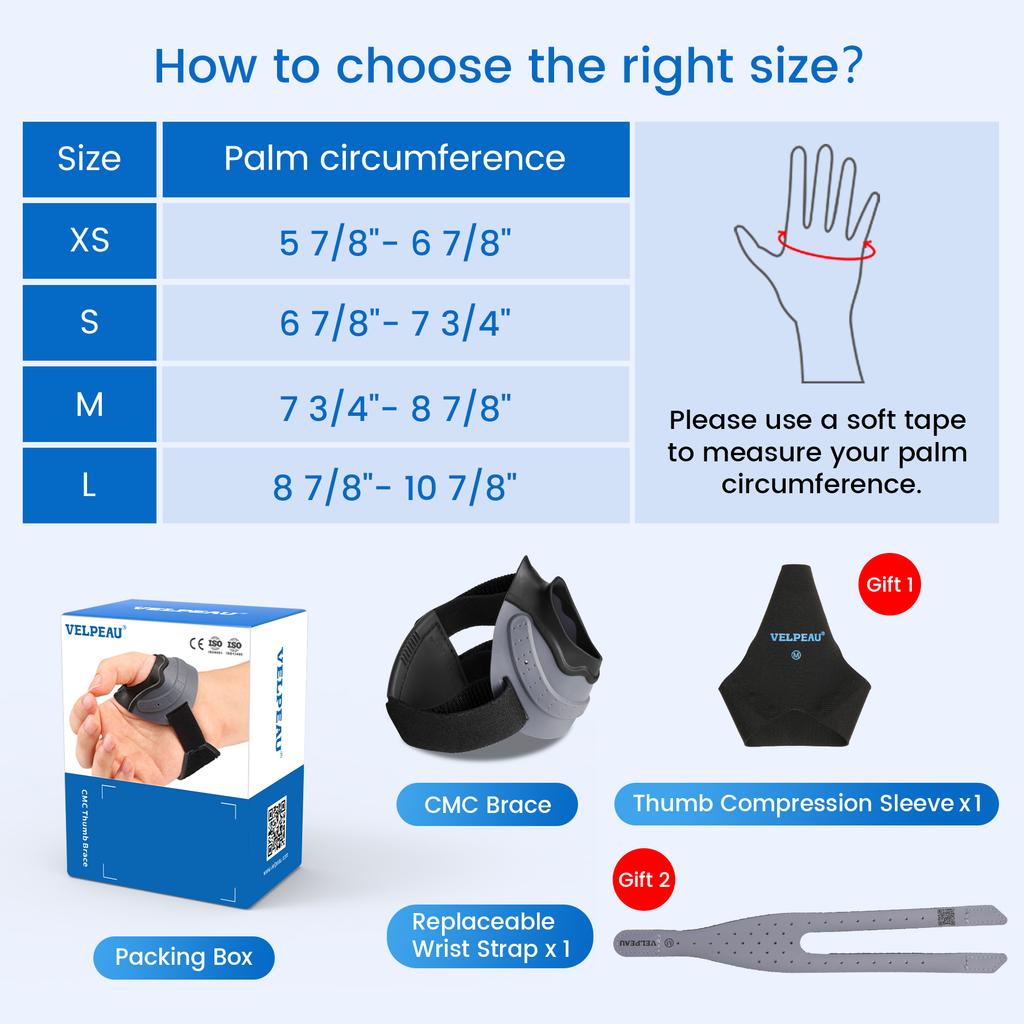 Velpeau Cmc Thumb Brace For Arthritis Pain And Support, With High Elasticity And Anti Slip Wrist Strap, Comfortable Thumb Splint