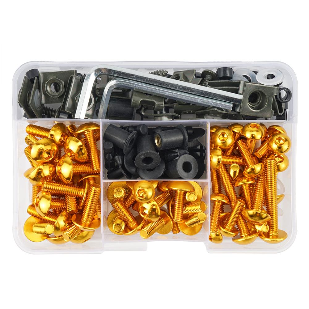 190 шт. Комплект болтов и винтов для пластика мотоцикла Yamaha YZF R1 1998-2016 2017 2018 FJ1200 FZR1000 FZR600R золотой
