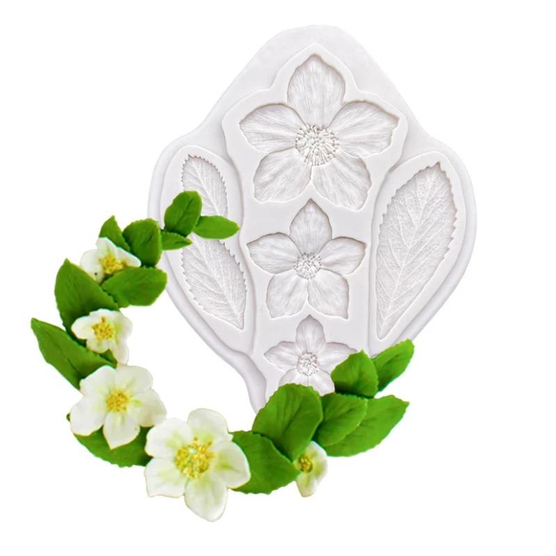 1Pc Silicone Mold For Leaves And Flowers Chocolate Gummy Cake Decoration Mold Leaf Cake Decoration Aromatherapy Gypsum Mold