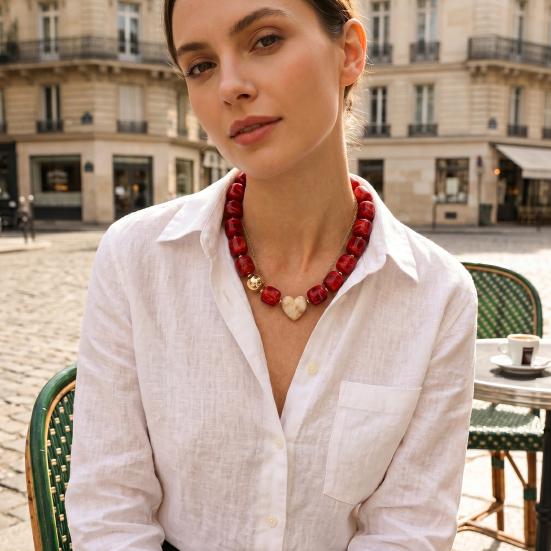 Chunky Beaded Choker Bohemian Colorful Beads Necklace Summer Holiday Necklace for Women Daily Wear Party Beach Vacation