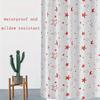 1 Piece Red and White Star Bathtub Shower Curtain, Waterproof Anti-mould Anti-translucent Bathroom Partition Curtain, Public Bathroom Shower Curtains