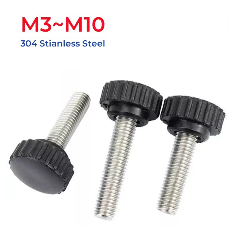 M3 M4 M5 M6 M8 M10 304 Nerezová ocel Rýhovaná Nylonový plast Kulatá hlava Rukojeť Šroub s palcem Bakelitový šroub Ruční šrouby