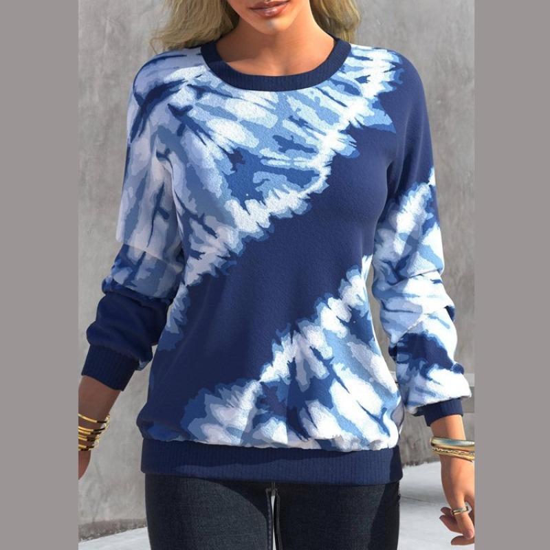 Modisches, lässiges T-Shirt und Oberteil mit langen Ärmeln und O-Ausschnitt für Damen