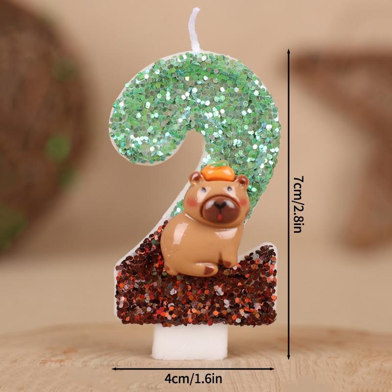 Kawaii Digital Candle Capybara Candle 0-9 Number Birthday Cake Topper Decoration Kapibala Cake Insert for Birthday Baby Shower