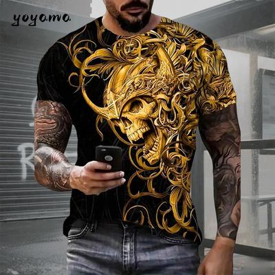 Erkek Tişört Kurukafa Baskılı Tişört Erkek Kurukafa Grafikli Tişörtler Erkek Yazlık Giysiler Erkek Tişörtler Kısa Kollu Tişört Harajuku Erkek Giyim