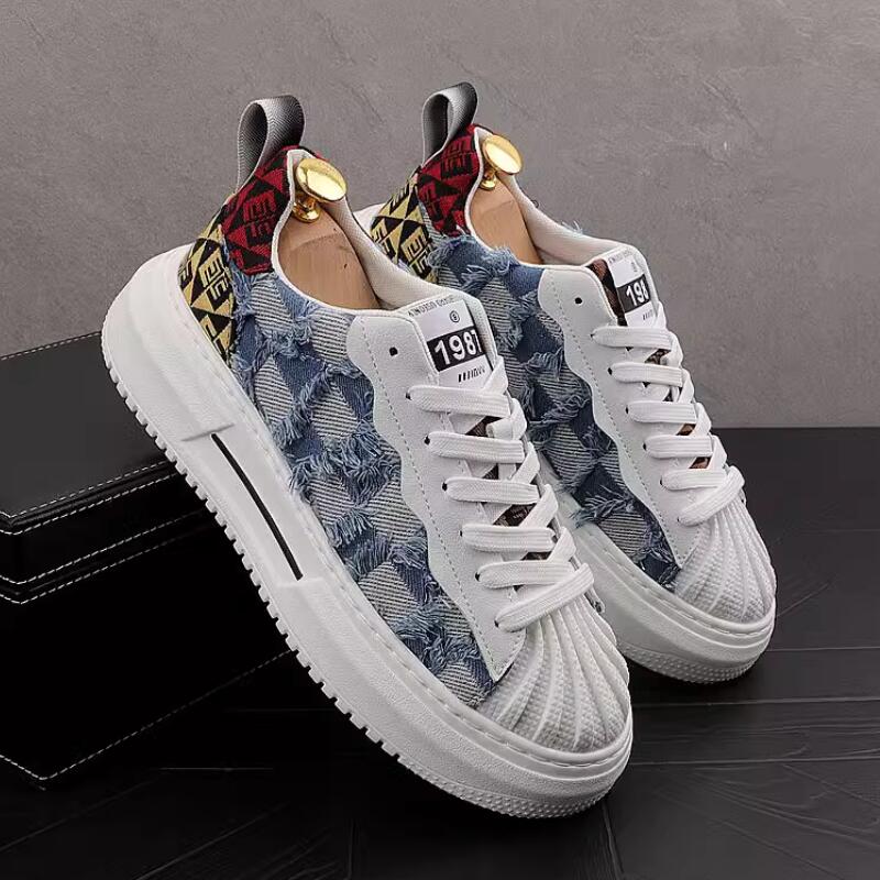 Fashion European men's shoes autumn fashion shoes Breathable match color canvas shoes thick board men's casual shoes