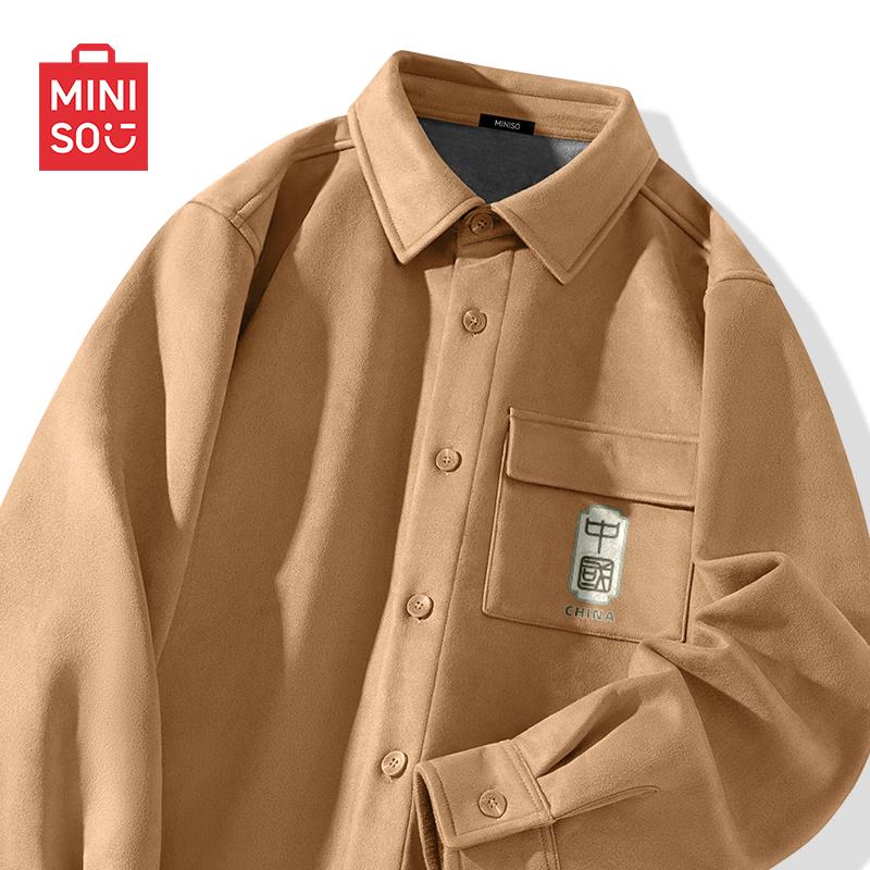 

MINISO Men s Autumn/Winter Fleece-Lined Lapel Jacket XL