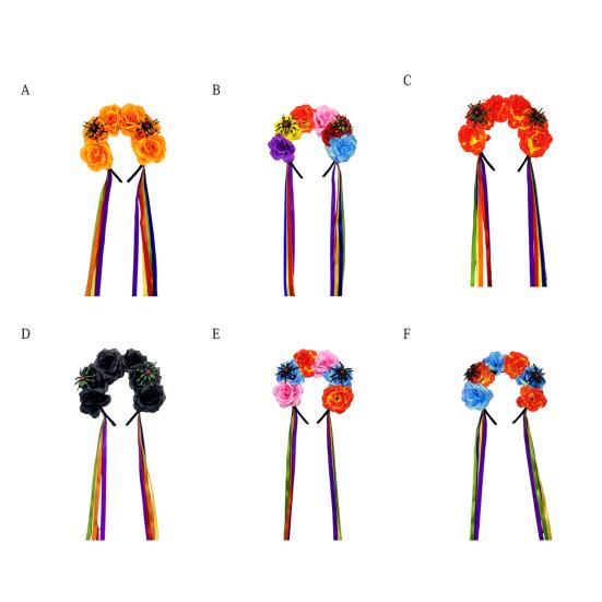 Women Headband Satin Colorful Flower Decor Hair Hoop Bright Color